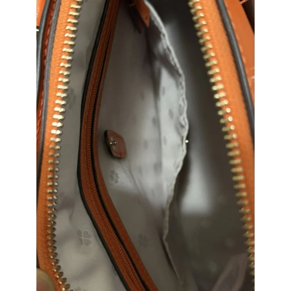 Kate Spade Sylvia Large Dome Satchel Pumpkin Orange Leather Handbag PXRUA271